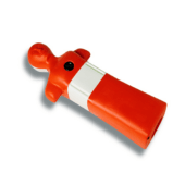 Maniquí socorrista de PVC de color rojo y blanco para entrenamiento de rescate en piscina.