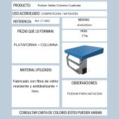 Podium de salida con columna redonda en acero inoxidable y plataforma de fibra de vidrio