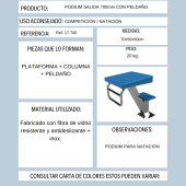 Podium de salida 700 mm con peldaño y columna cuadrada en acero inoxidable