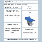 Podium de competición 7 posiciones con espacio bocina y plataforma de PVC