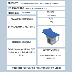 Podium de competición 7 posiciones con espacio bocina y plataforma de PVC