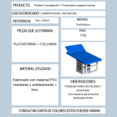 Podium de competición 7 posiciones con columna inox y plataforma de PVC