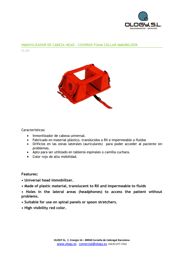 FICHA TECNICA INMOBILIZADOR CABEZA