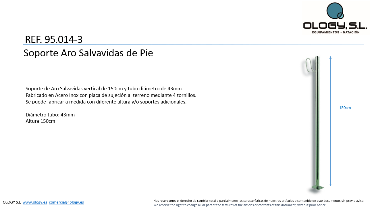 FICHA TECNICA SOPORTE ARO PIE