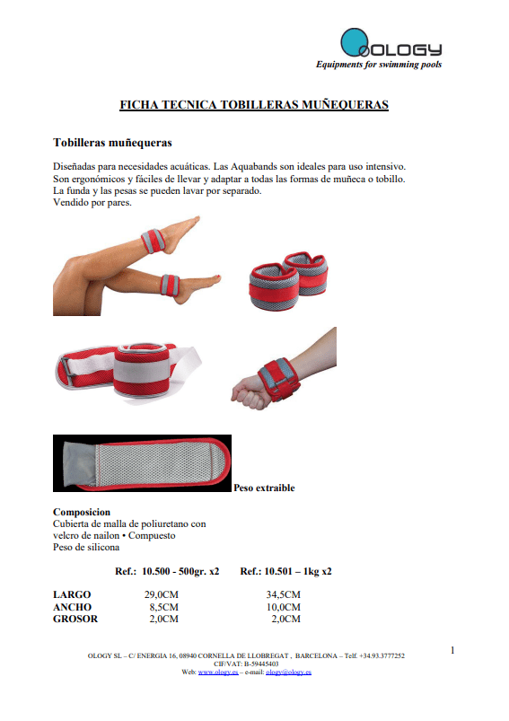 FICHA TECNICA TOBILLERA MUÑEQUERA
