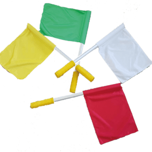 Banderines waterpolo de Ology de color rojo y blanco para jueces de línea