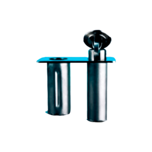 anclaje de 2 alojamientos de 32 mm en acero inoxidable con vaso de empotrar y tapa