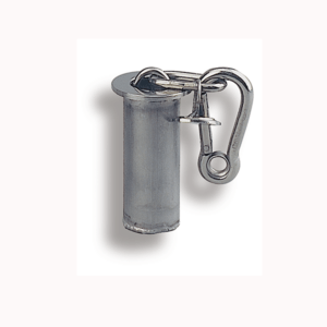 anclaje con cadena y mosqueton de 30 mm de diametro en acero inoxidable para piscina