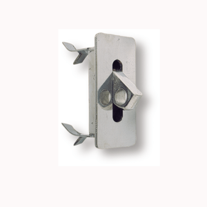 anclaje tipo caja en acero inoxidable con anilla escamoteable y patillas de agarre para pared de piscina