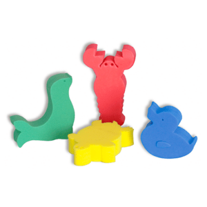 Juego de Animales Flotantes Ref. 6000, 4 unidades de espuma suave y colores llamativos para diversión segura en piscina.