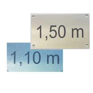 placa marcacion de profundidad para piscina en acabado metálico con orificios de fijación esquineros