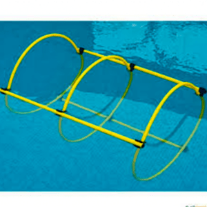 Túnel de Buceo Ref. 6103 con aros lastrados, picas y engarces, ideal para actividades acuáticas y enseñanza de natación.